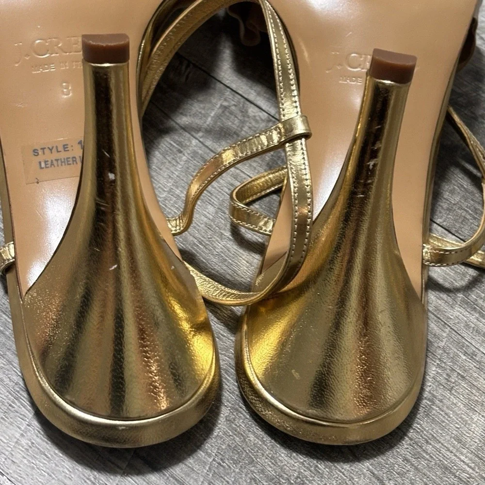 J CREW Y2K Wedding Ruffle Gold &‎ Cream Slingbacks High Heels Shoes Women Sz 8